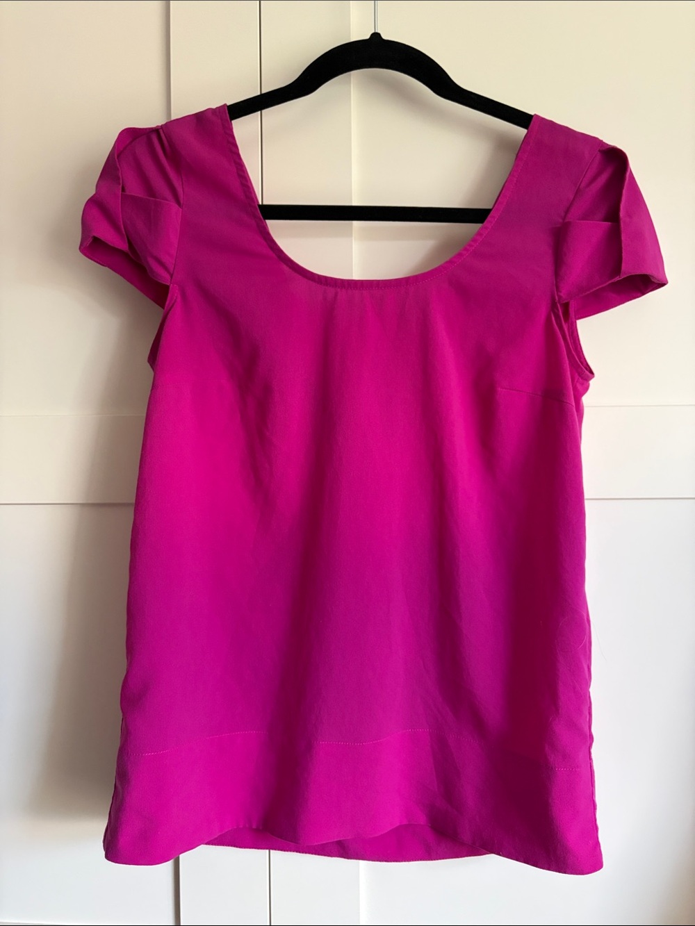Zara Bright Fuchsia Scoop Neck Short Sleeve Top